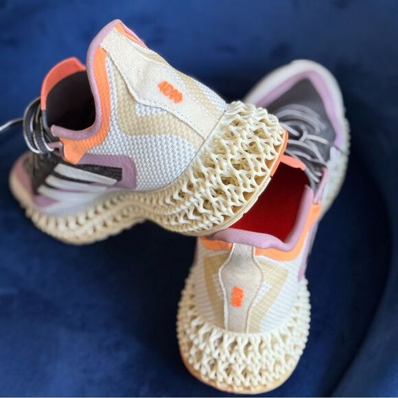 ADIDAS 4D FUSIO WOMEN’S RUNNING SHOES –GRAY / LILAC PURPLE / ORANGE –SIZE 8.5 US - Picture 16 of 17